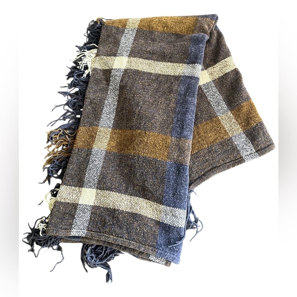 Cushendale Ireland Blue, Tan, White 100% Cotton Throw